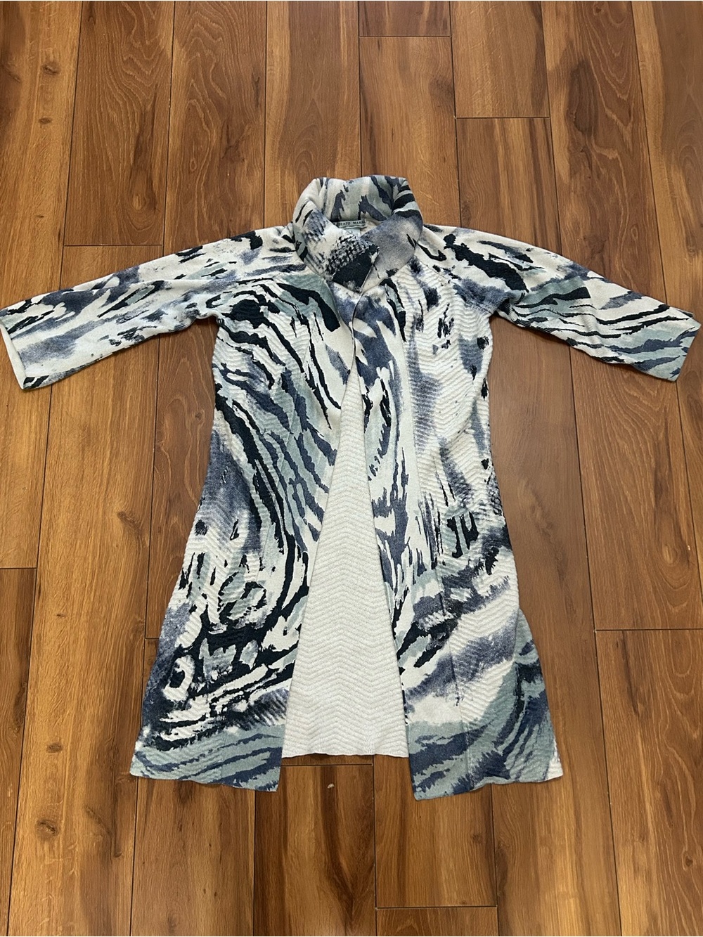Vintage Alberto Makali Abstract Animal Print Knit Cardigan Coat Women’s Small